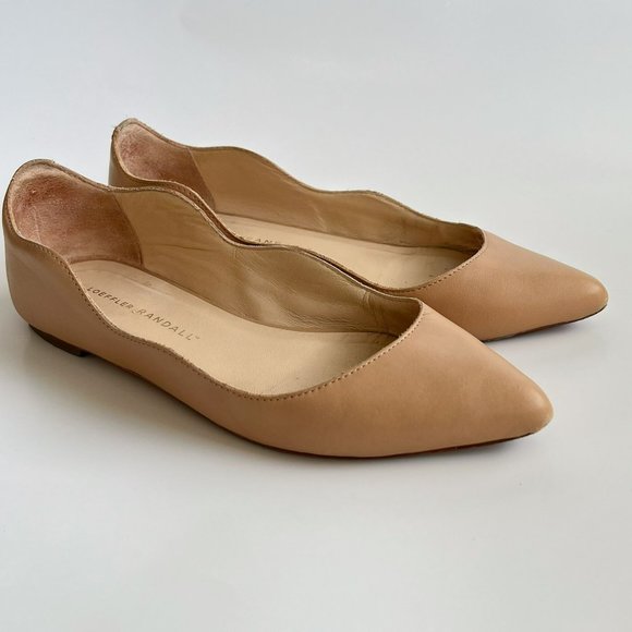 Loeffler Randall Milla Nude Scallop Pointed Toe Leather Flats - Picture 6 of 9